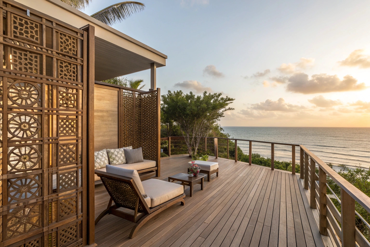 a-beautiful-timber-deck-with-elegant-privacy-scree Timber deck with timber privacy walls and ocean views on Sunshine Coast