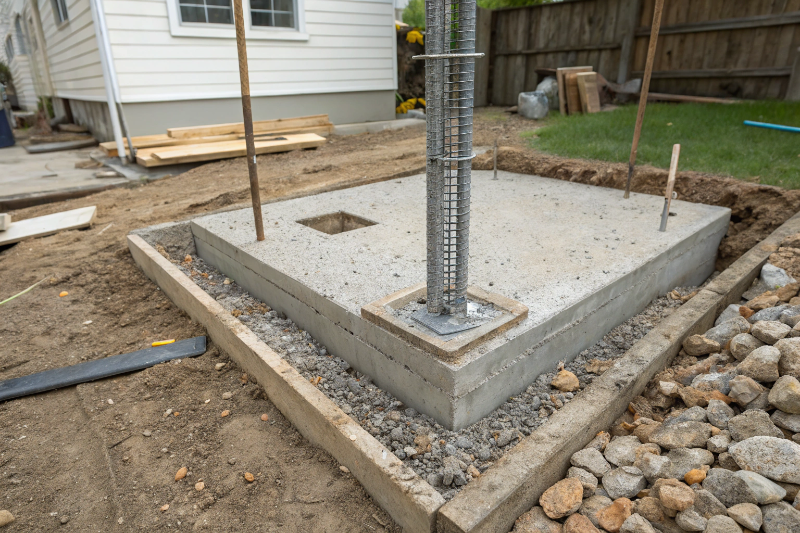 Engineered concrete footing for shade structure post installation Sunshine Coast